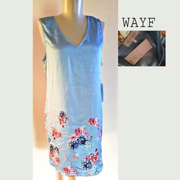 WAYF blue floral sleeveless dress. Sz Sm - Picture 2 of 2